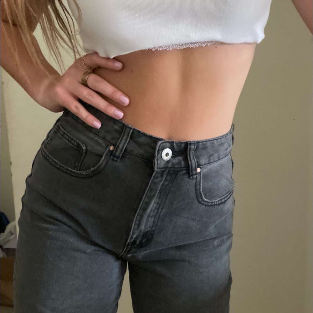 Black straight leg jeans